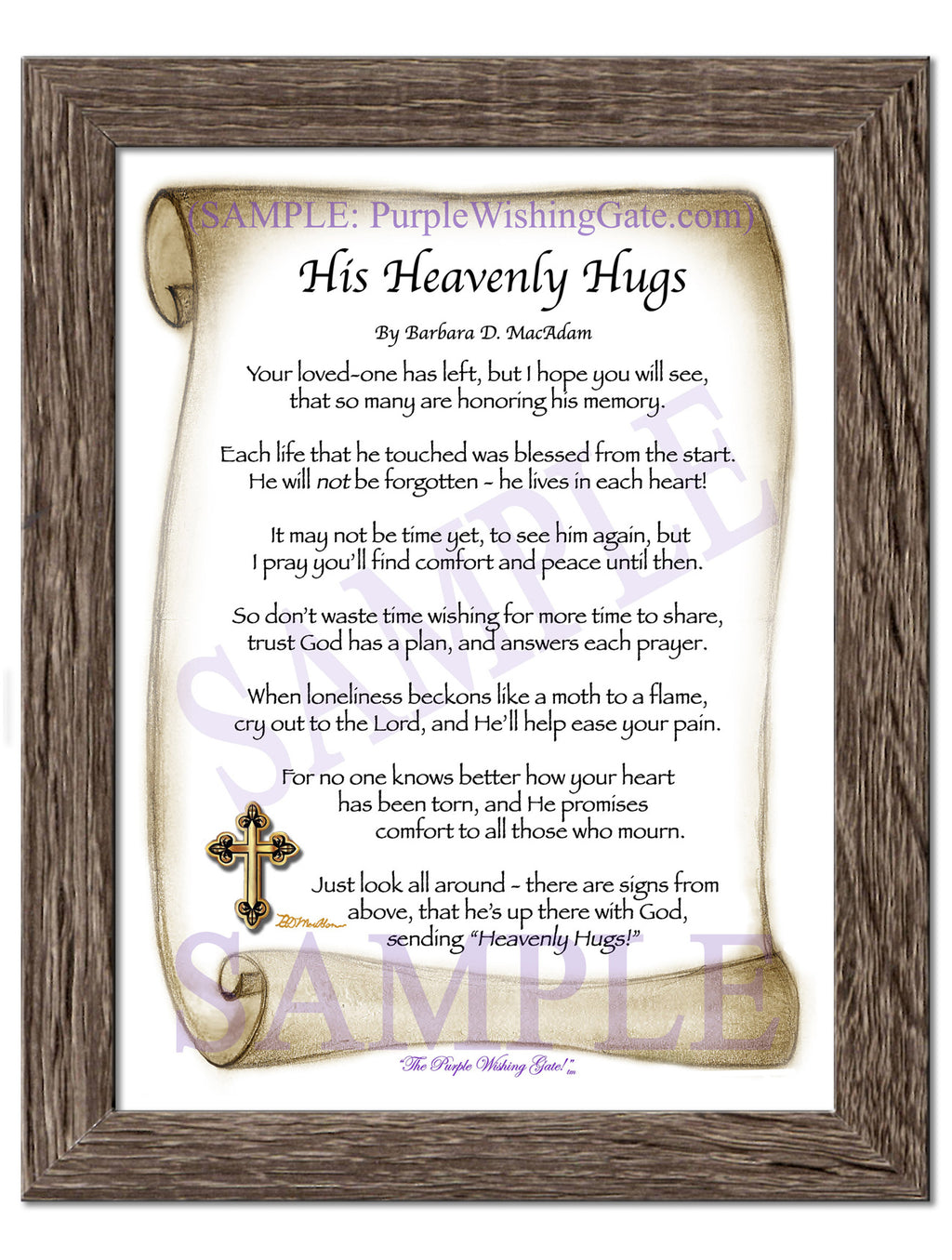 His Heavenly Hugs: Sepia Scroll / 5x7 / 5x7 Birchwood
