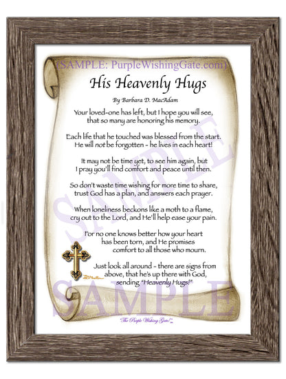 His Heavenly Hugs - Sympathy Gift - PurpleWishingGate.com