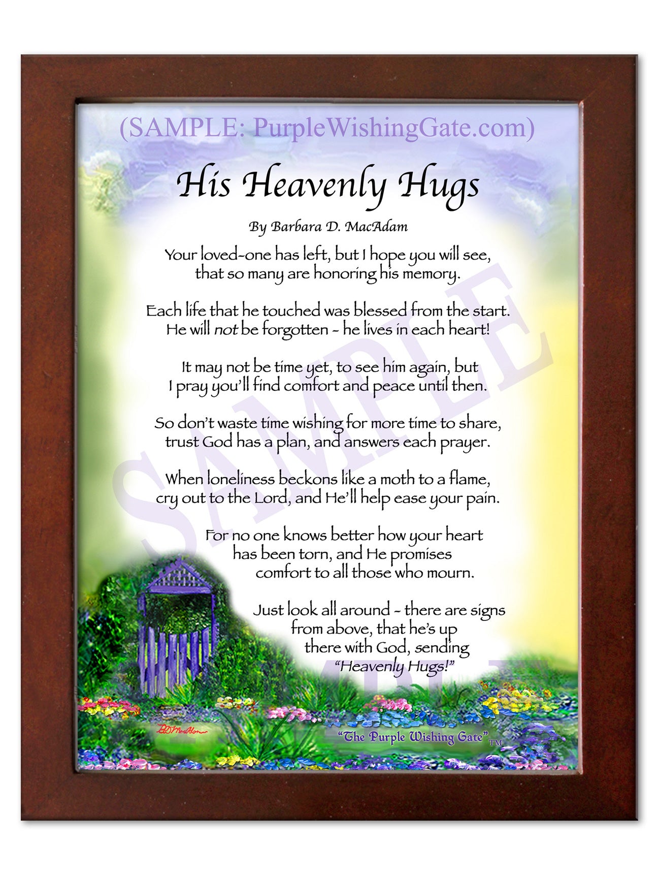 His Heavenly Hugs - Sympathy Gift - PurpleWishingGate.com