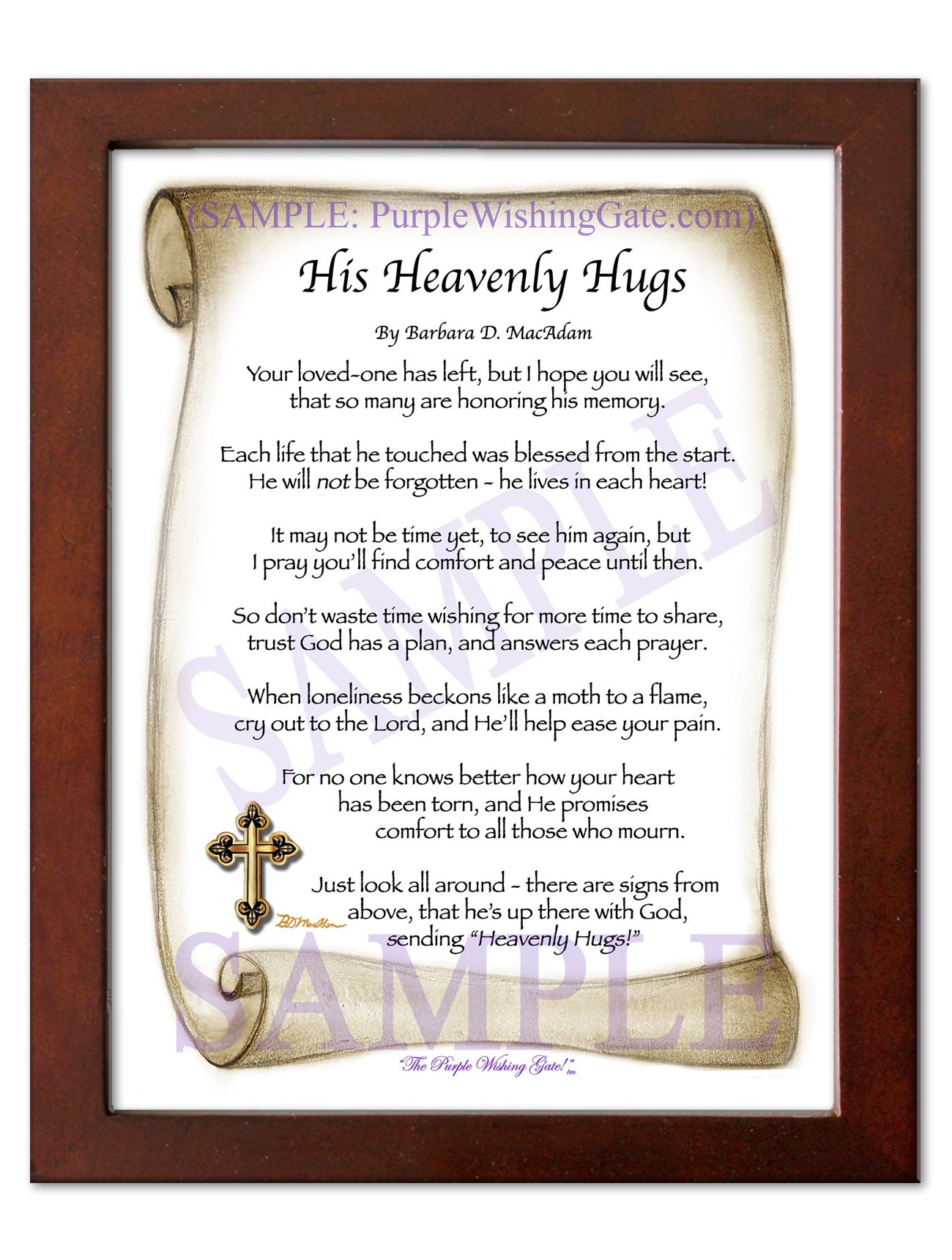 His Heavenly Hugs - Sympathy Gift - PurpleWishingGate.com
