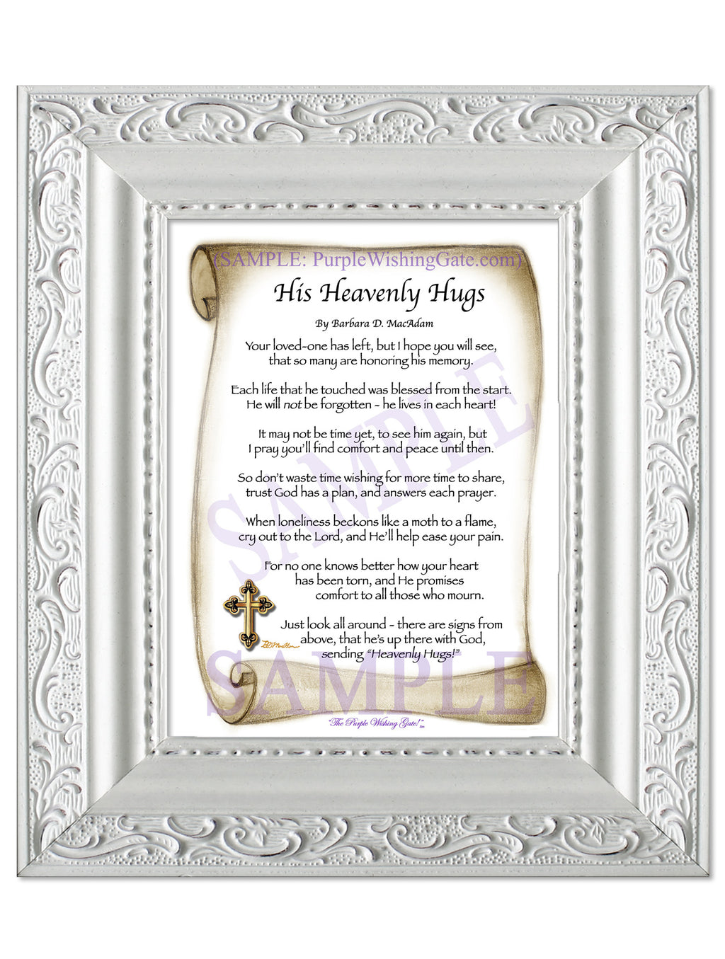 His Heavenly Hugs: Sepia Scroll / 5x7 / 5x7 Vintage White
