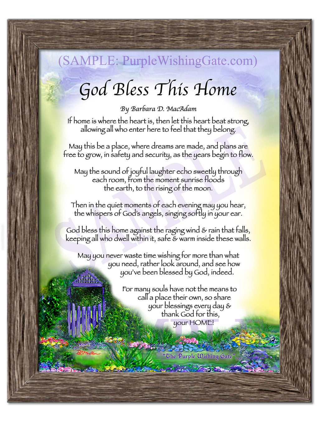 God Bless This Home: Purple Wishing Gate / 5x7 / 5x7 Birchwood
