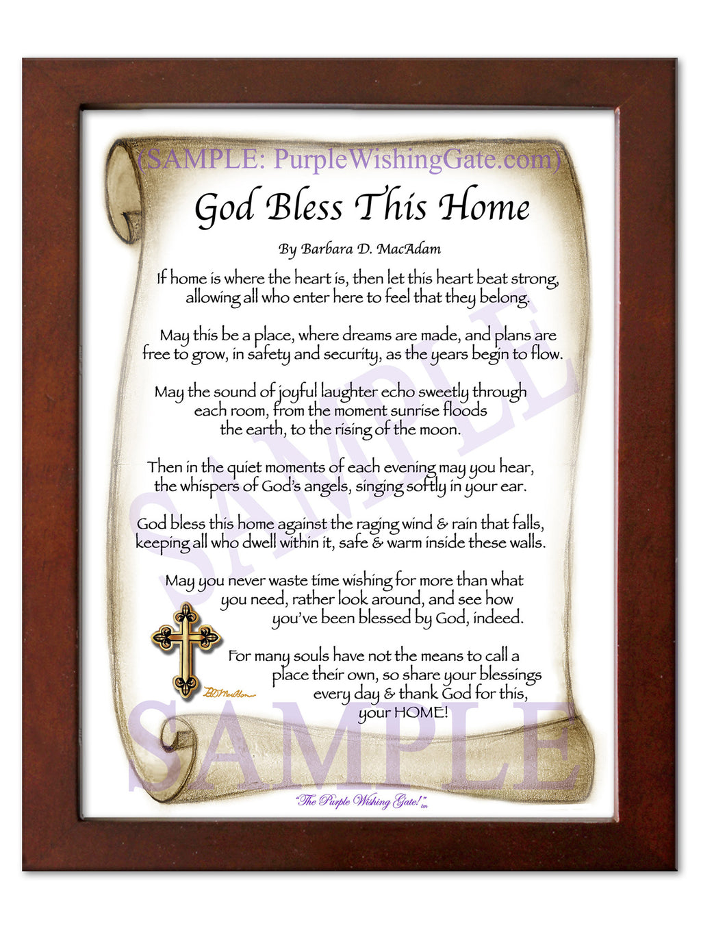 God Bless This Home: Sepia Scroll / 5x7 / 5x7 Walnut
