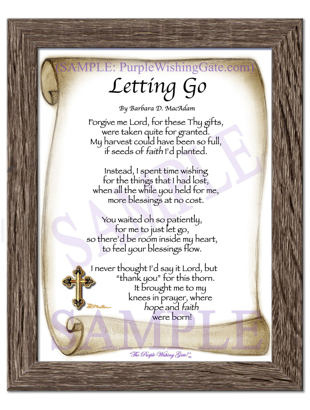 Letting Go: Sepia Scroll / 5x7 / 5x7 Birchwood
