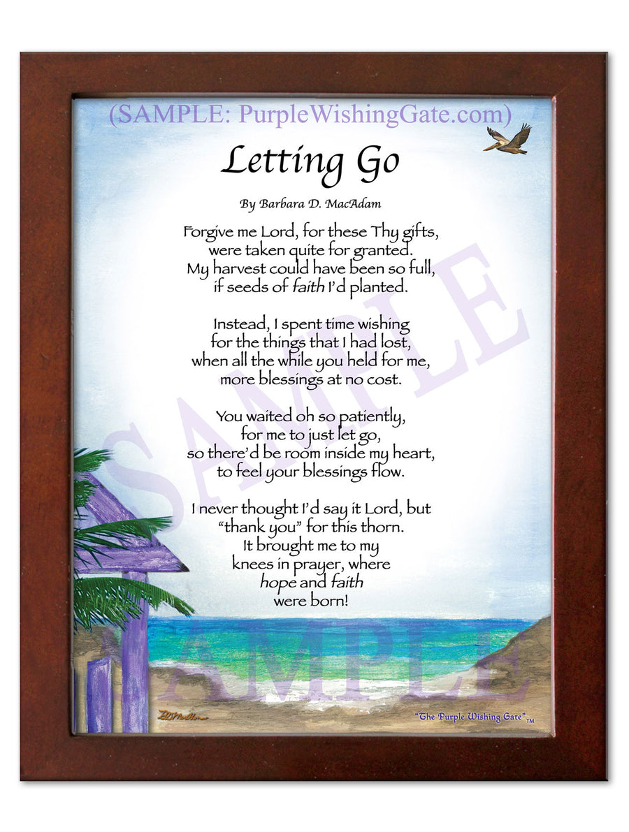 LETTING GO: Framed and Personalized Poem Gift! | PurpleWishingGate