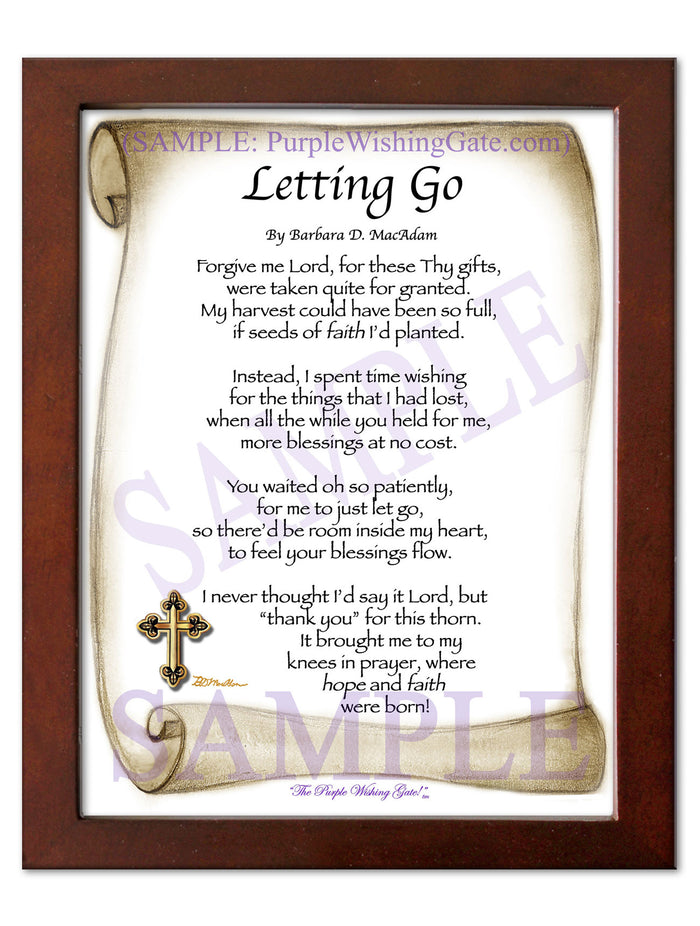 LETTING GO: Framed and Personalized Poem Gift! | PurpleWishingGate