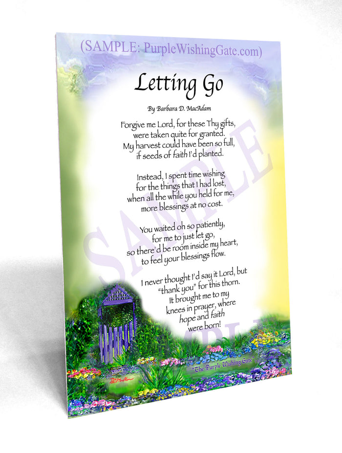 LETTING GO: Framed and Personalized Poem Gift! | PurpleWishingGate