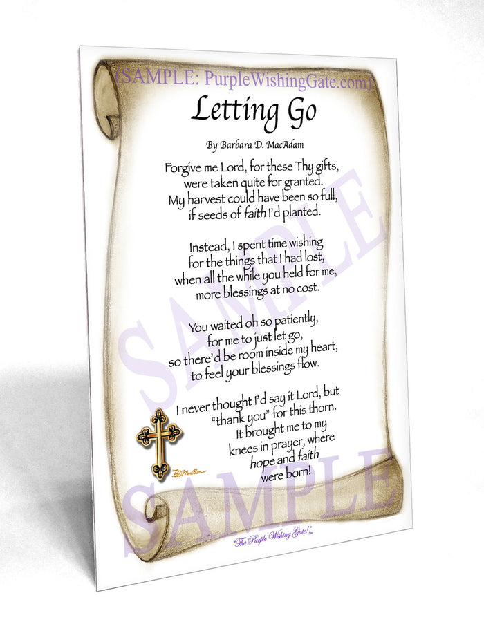 LETTING GO: Framed and Personalized Poem Gift! | PurpleWishingGate