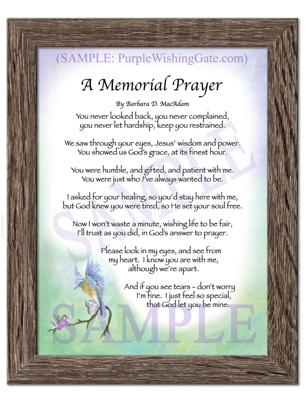 A Memorial Prayer: Bluebird / 5x7 / 5x7 Birchwood
