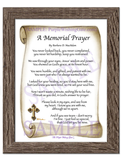 A Memorial Prayer - Memorial Gift - PurpleWishingGate.com