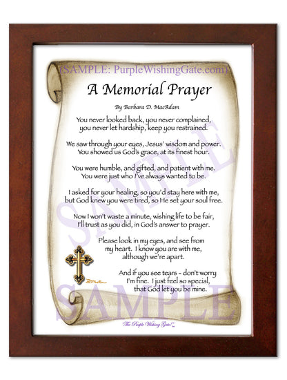 A Memorial Prayer - Memorial Gift - PurpleWishingGate.com