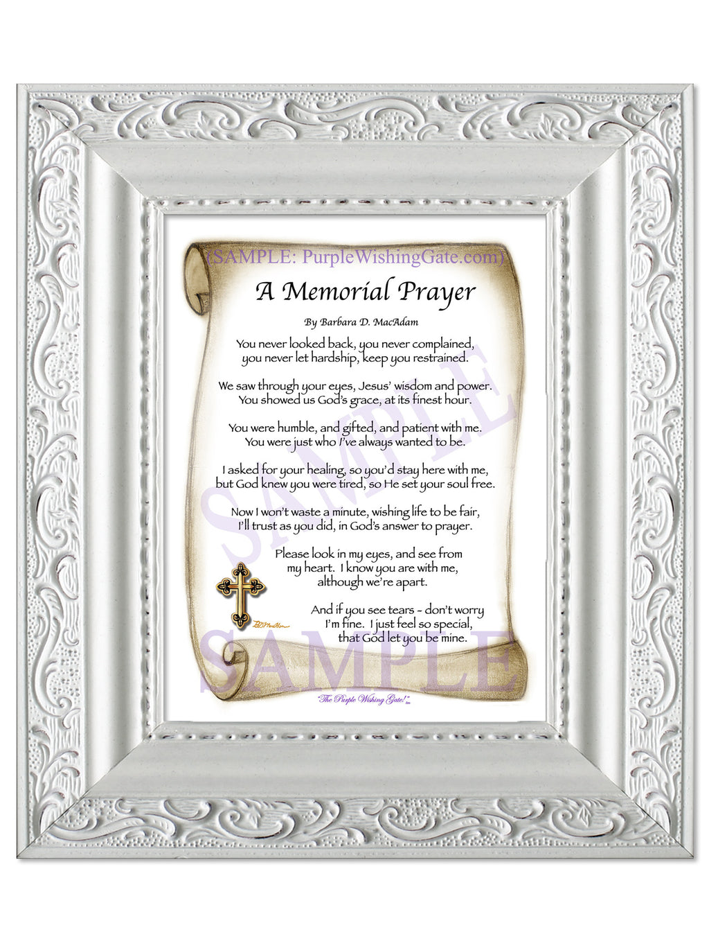 A Memorial Prayer: Sepia Scroll / 5x7 / 5x7 Vintage White
