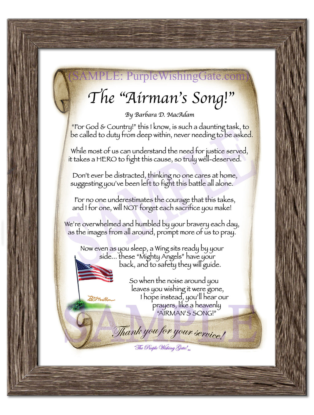 The Airman's Song: Patriotic Scroll / 5x7 / 5x7 Birchwood
