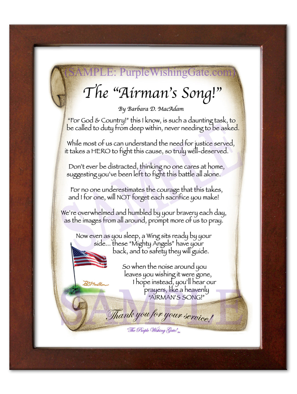 The Airman's Song: Patriotic Scroll / 5x7 / 5x7 Walnut
