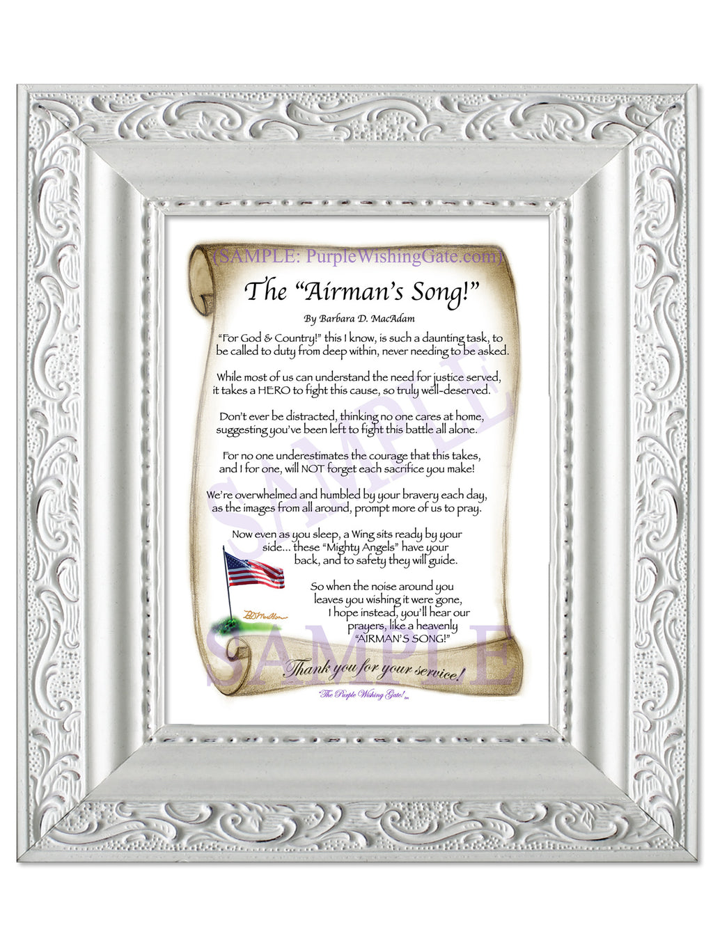 The Airman's Song: Patriotic Scroll / 5x7 / 5x7 Vintage White
