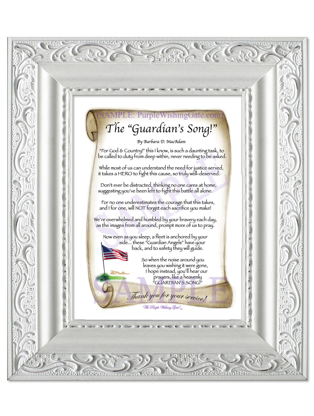 The Guardian's Song: Patriotic Scroll / 5x7 / 5x7 Vintage White
