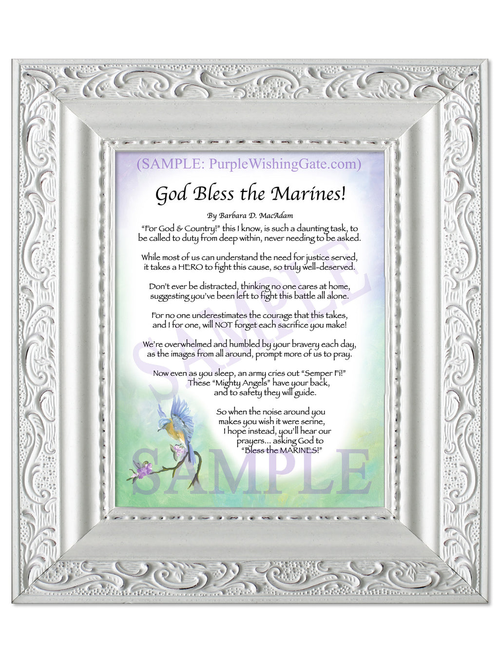 God Bless the Marines: Bluebird / 5x7 / 5x7 Vintage White
