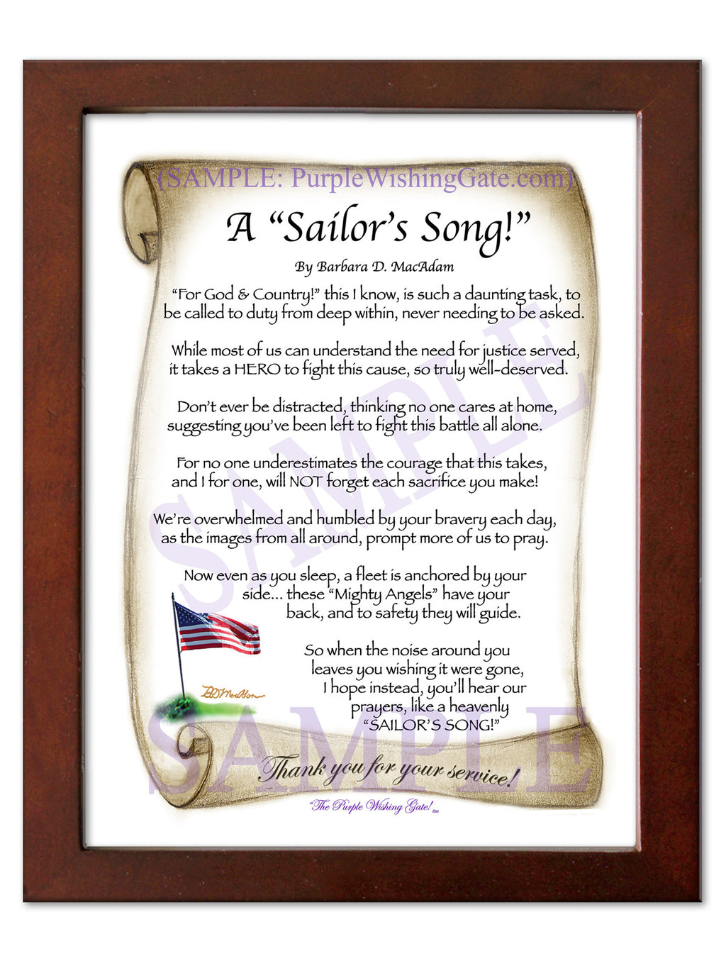 A Sailor's Song: Patriotic Scroll / 5x7 / 5x7 Walnut
