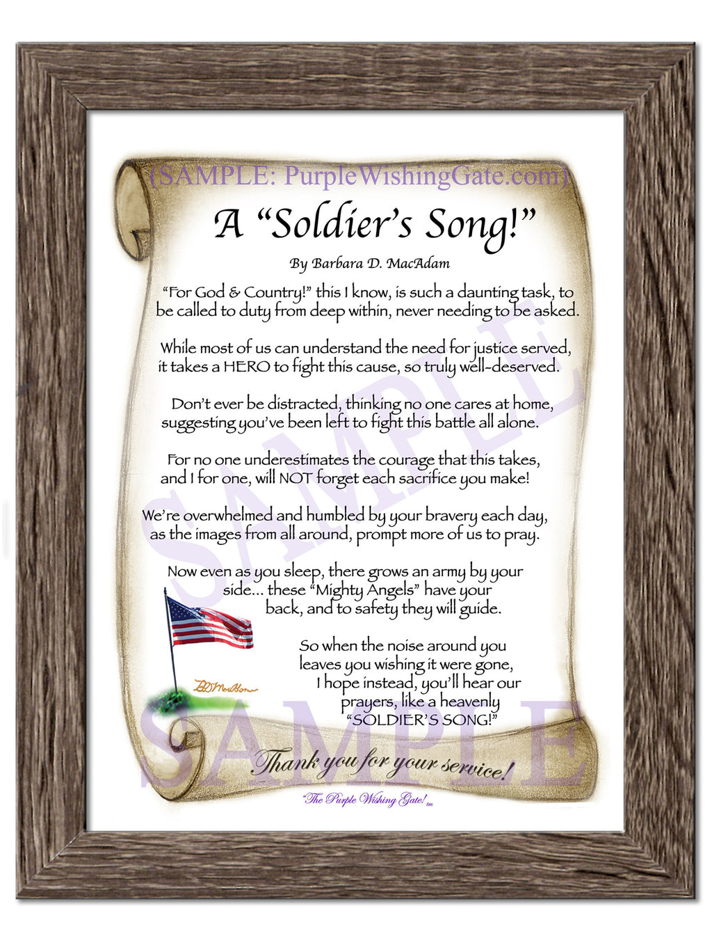 A Soldier's Song: Patriotic Scroll / 5x7 / 5x7 Birchwood
