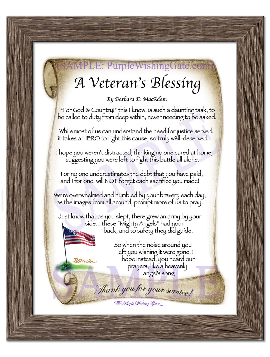 A Veteran's Blessing: Patriotic Scroll / 5x7 / 5x7 Birchwood
