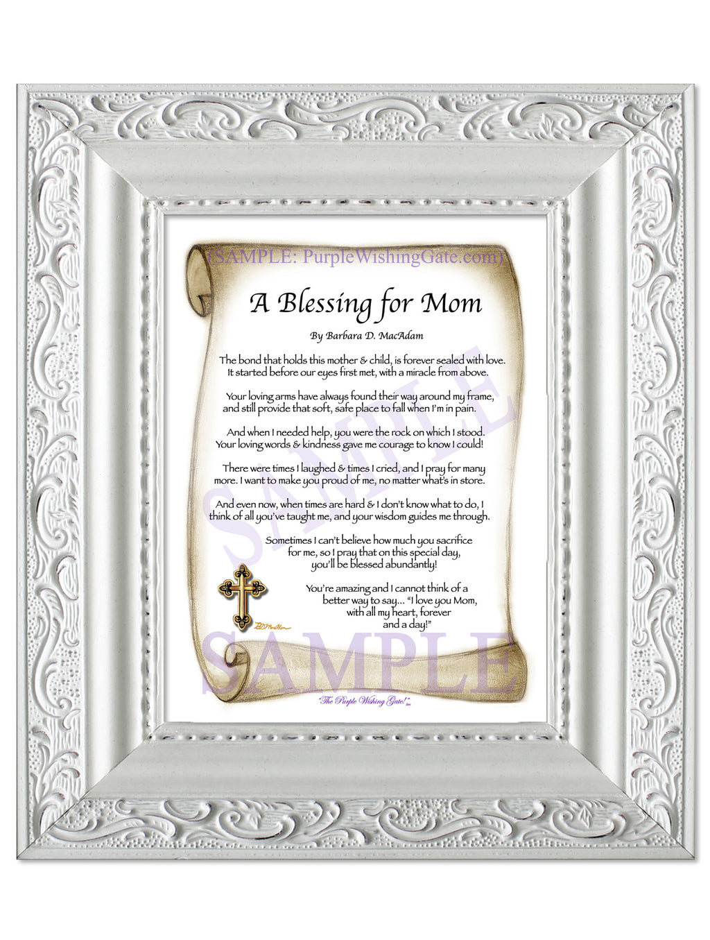 A Blessing for Mom: Sepia Scroll / 5x7 / 5x7 Vintage White
