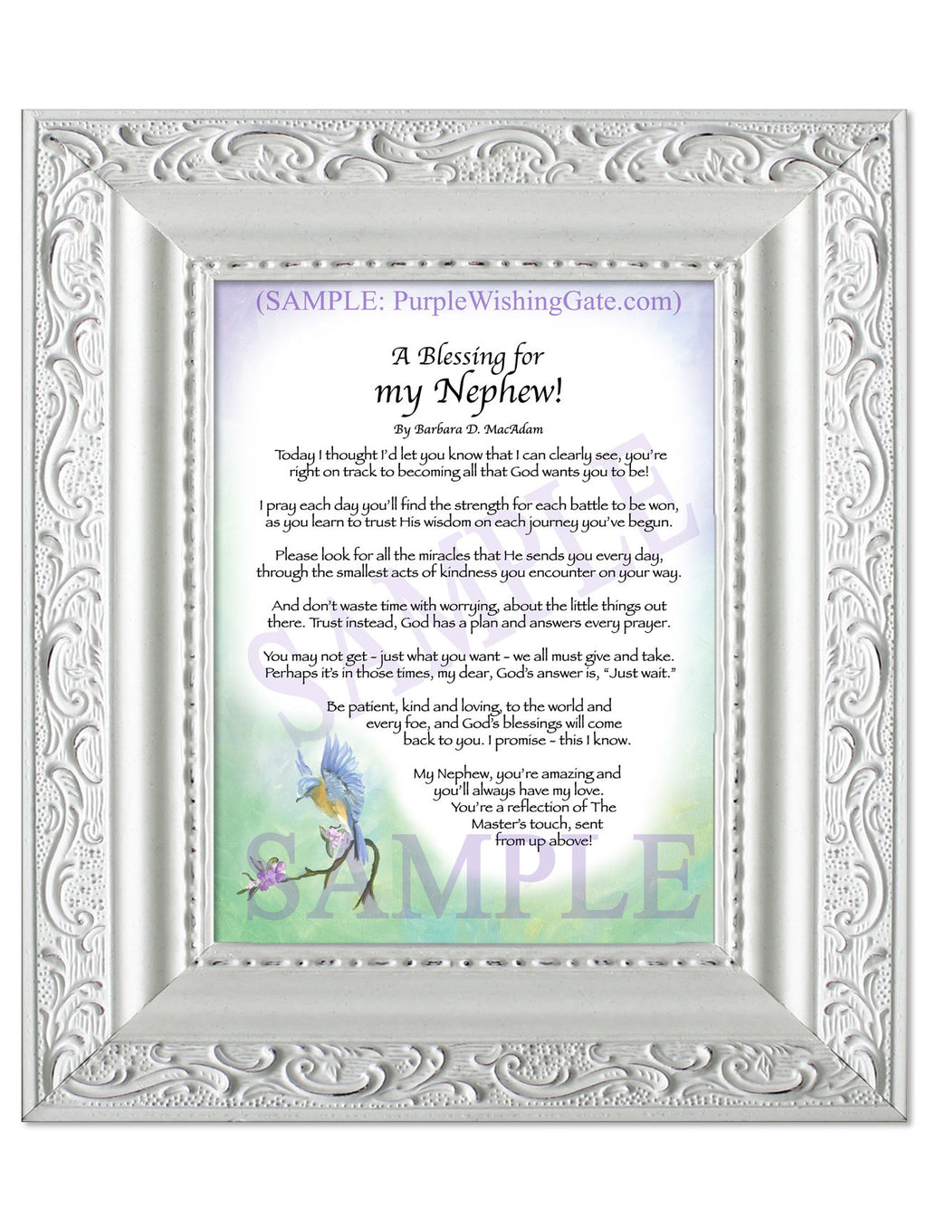 A Blessing for my Nephew (child-adult): Bluebird / 5x7 / 5x7 Vintage White
