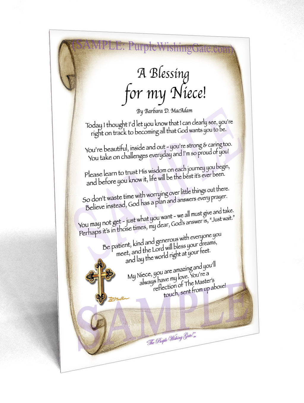 A Blessing for my Niece (child-adult): Sepia Scroll / 5x7
