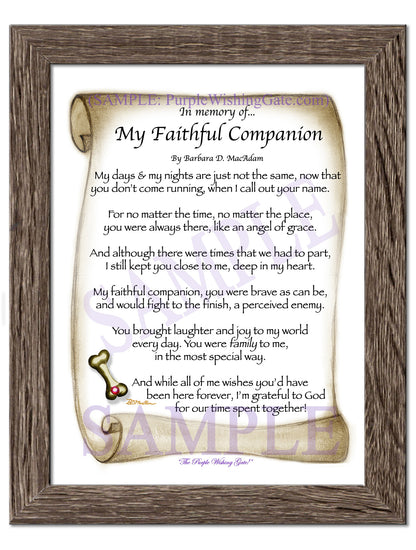 In memory of... My Faithful Companion - Pet Blessing - PurpleWishingGate.com