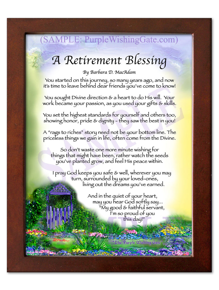 Retirement Blessing: Personalized Gift | PurpleWishingGate.com