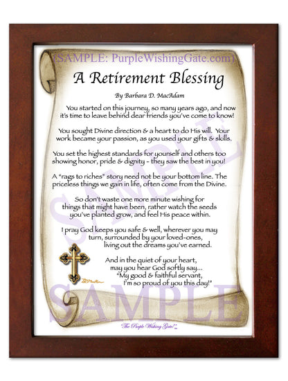 A Retirement Blessing - Retirement Gift - PurpleWishingGate.com