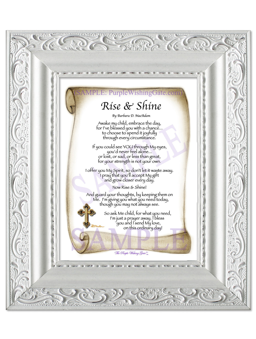 Rise and Shine: Sepia Scroll / 5x7 / 5x7 Vintage White
