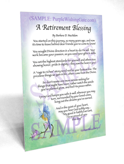 Retirement Blessing: Personalized Gift | PurpleWishingGate.com