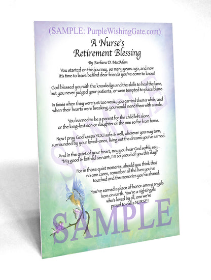 A Nurse's Retirement Blessing - Retirement Gift - PurpleWishingGate.com