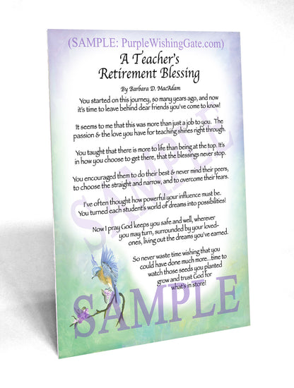A Teacher's Retirement Blessing - Retirement Gift - PurpleWishingGate.com