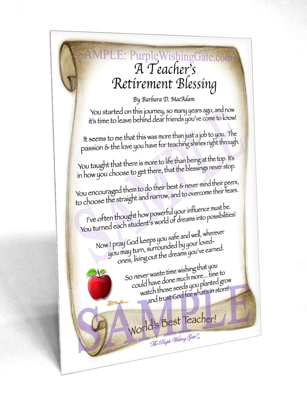 A Teacher's Retirement Blessing: Apple Scroll / 5x7
