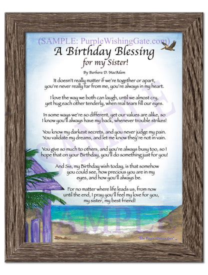 A Birthday Blessing! for my Sister - Birthday Gift - PurpleWishingGate.com