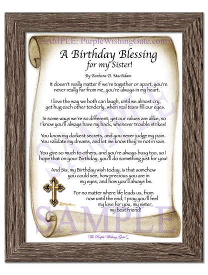 A Birthday Blessing! for my Sister - Birthday Gift - PurpleWishingGate.com