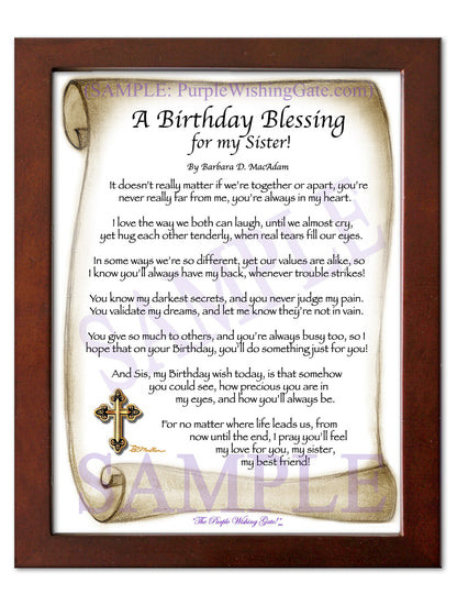 A Birthday Blessing! for my Sister - Birthday Gift - PurpleWishingGate.com