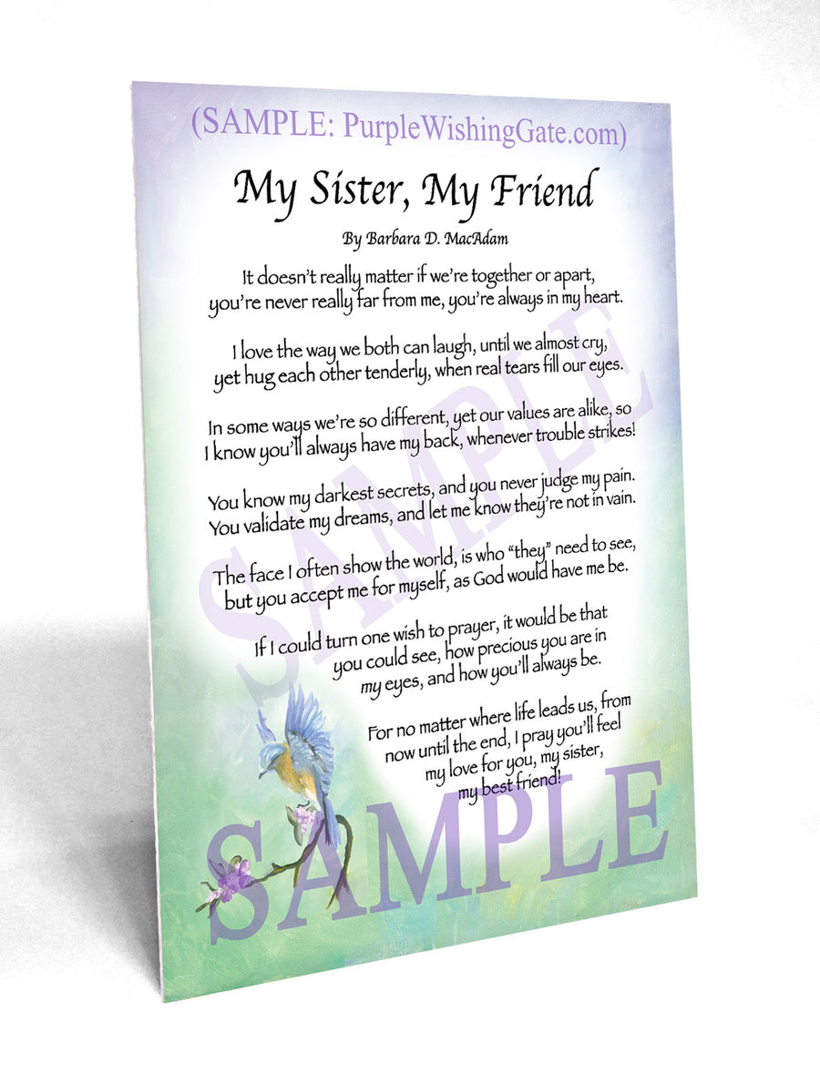 My Sister, My Friend: Personalized Poem Gifts! | PurpleWishingGate.com