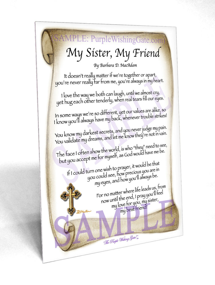 My Sister, My Friend: Personalized Poem Gifts! | PurpleWishingGate.com