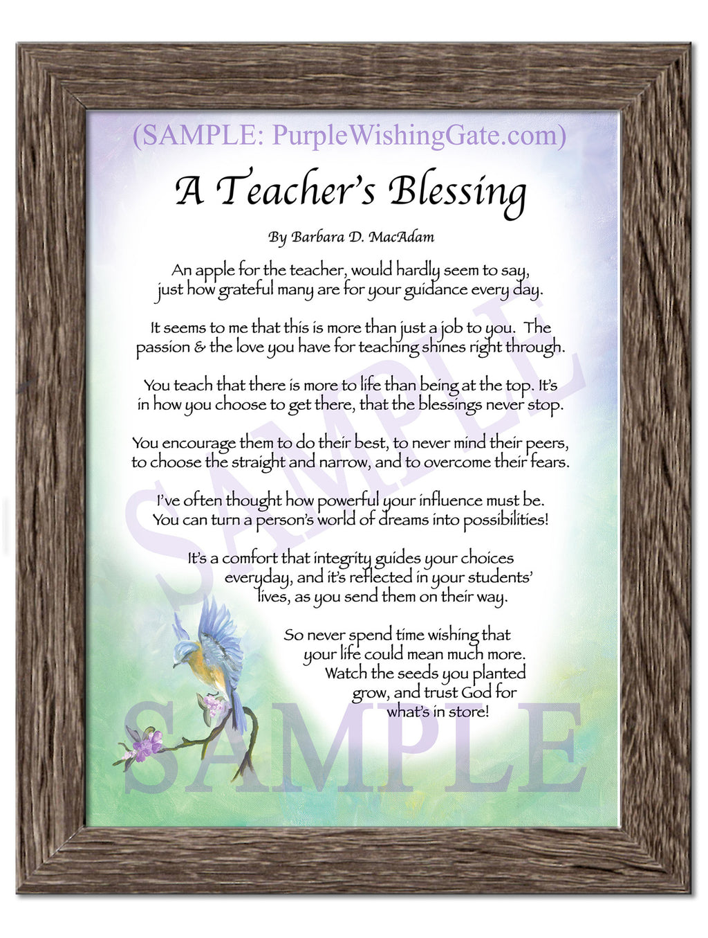 A Teacher's Blessing: Bluebird / 5x7 / 5x7 Birchwood
