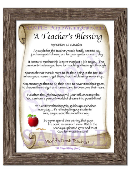 A Teacher's Blessing - Teacher's Gift - PurpleWishingGate.com