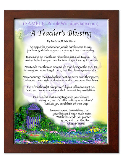 A Teacher's Blessing - Teacher's Gift - PurpleWishingGate.com