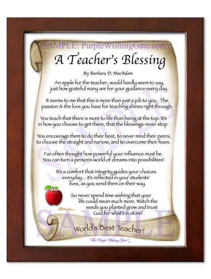 A Teacher's Blessing - Teacher's Gift - PurpleWishingGate.com
