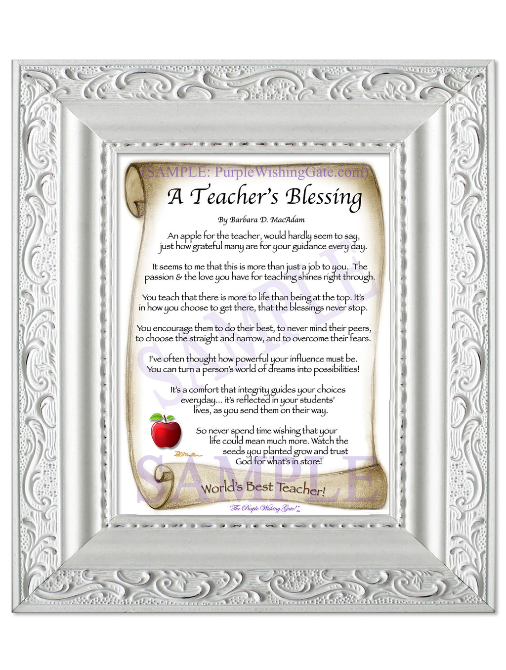A Teacher's Blessing: Apple Scroll / 5x7 / 5x7 Vintage White
