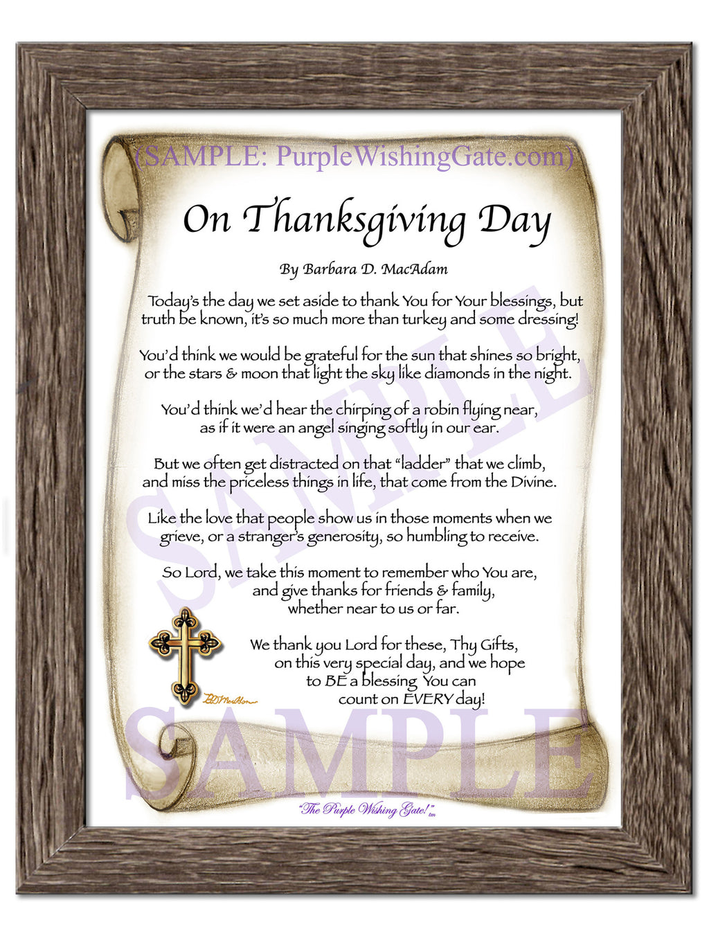 On Thanksgiving Day: Sepia Scroll / 5x7 / 5x7 Birchwood
