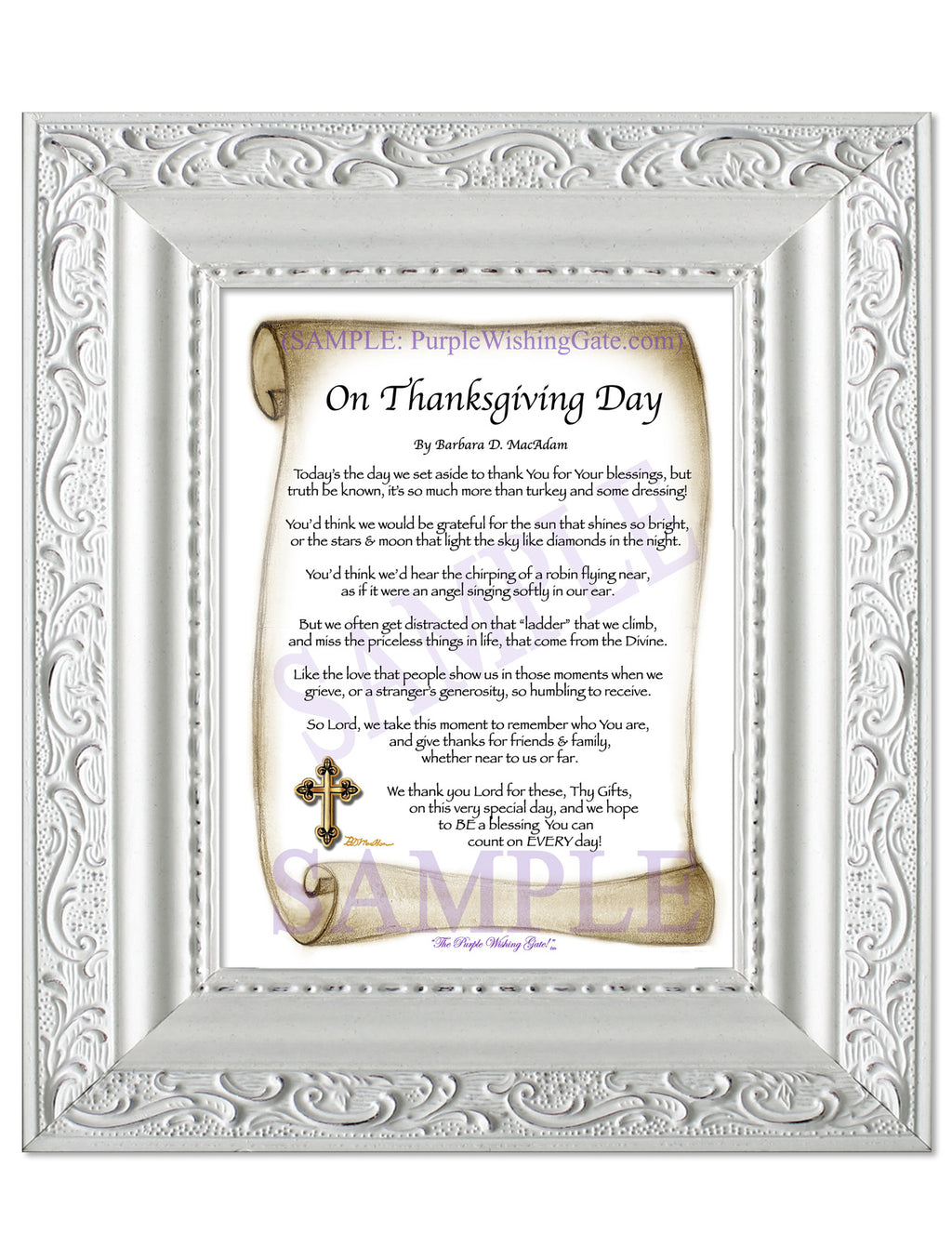 On Thanksgiving Day: Sepia Scroll / 5x7 / 5x7 Vintage White
