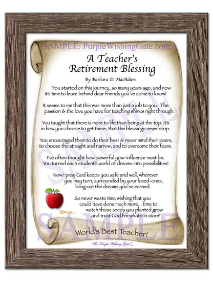 A Teacher's Retirement Blessing