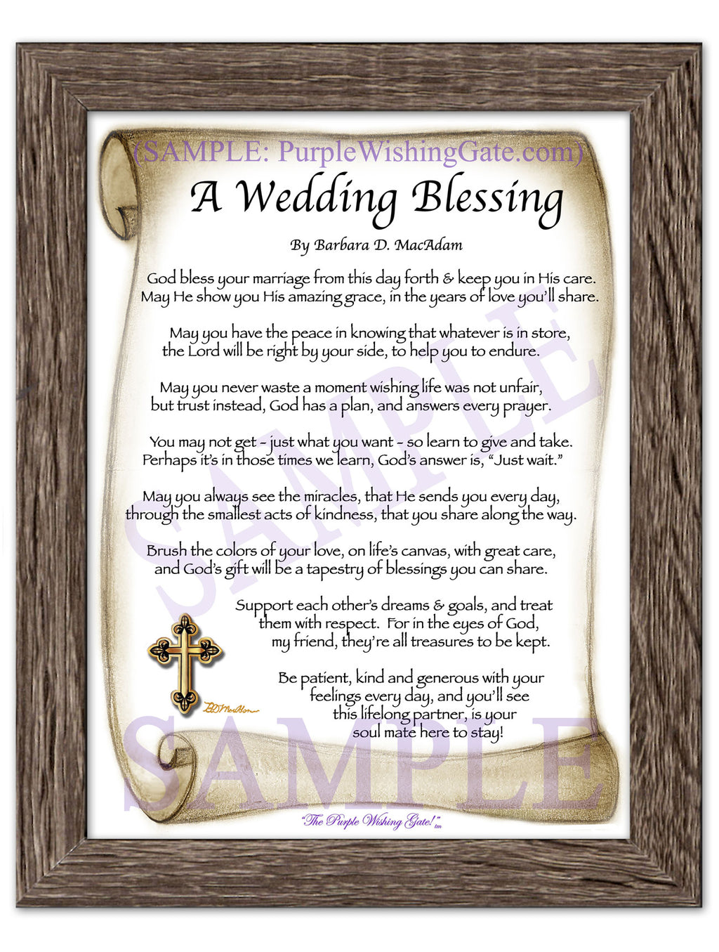 A Wedding Blessing: Sepia Scroll / 5x7 / 5x7 Birchwood
