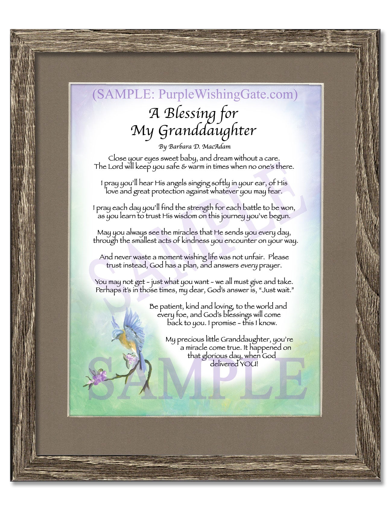 A Blessing for My Granddaughter (baby) - Baby Gift - PurpleWishingGate.com